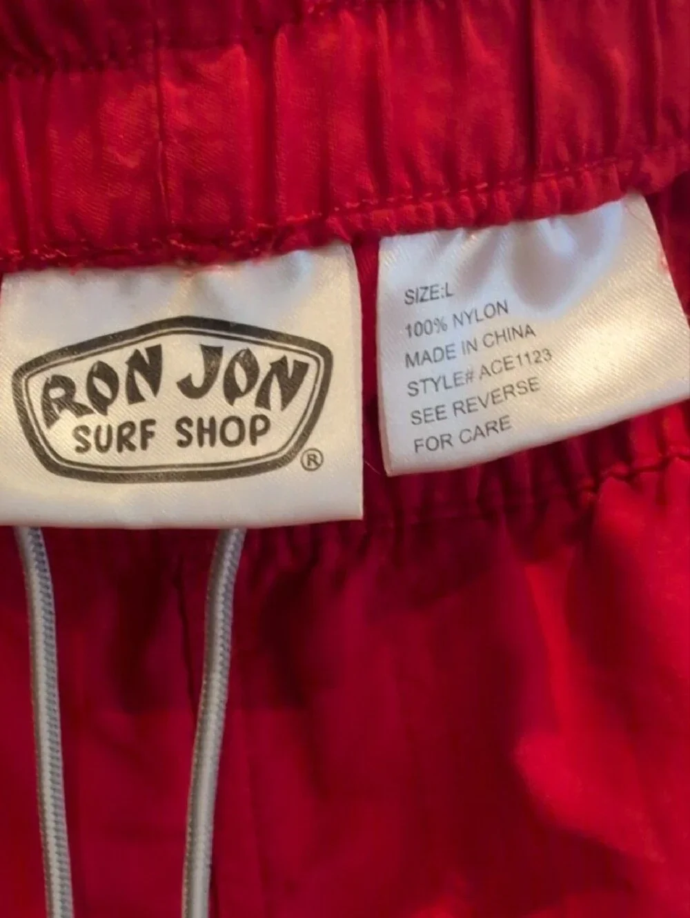 Ron Jon Bright Red Swim Trunks with Drawstring